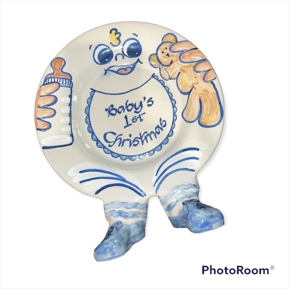Louisville Stoneware Baby's 1st Christmas Standing Plate